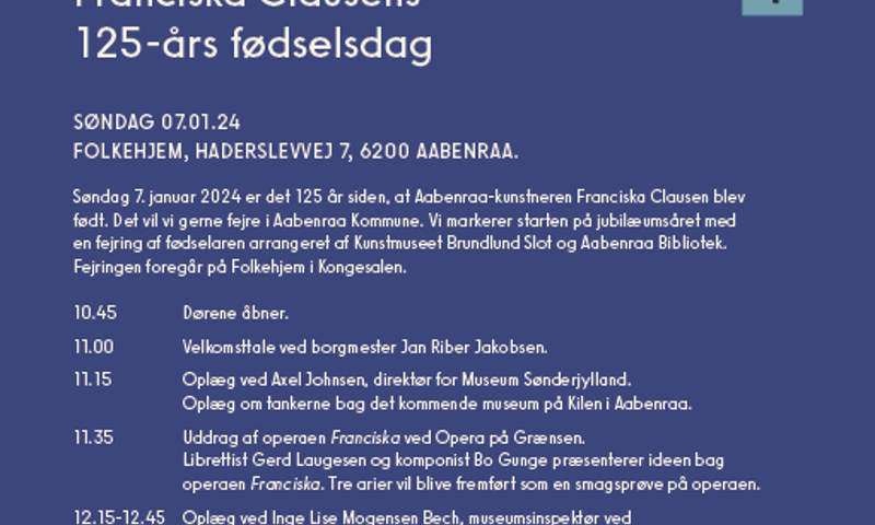 Presseinvitation: vær med til fejringen af franciska clausens 125-års fødselsdag Presseinvitation: vær med til fejringen af franciska clausens 125-års fødselsdag