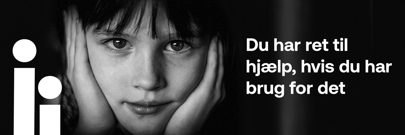 Billede af eftertænksom pige fra kampagnen "DinSide" med sloganet " Du har ret til hjælp, hvis du har brugt for det"  