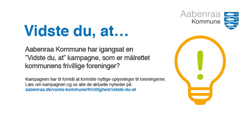 Vidste du at Aabenraa Kommune har igangsat en kampagne målrettet kommunens frivillige foreninger