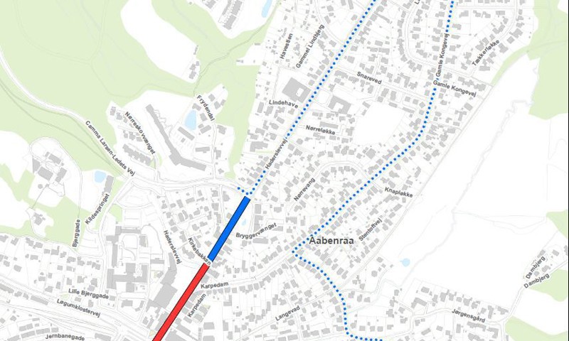 Trafikale ændringer i aabenraa by lørdag og søndag - vist på kort