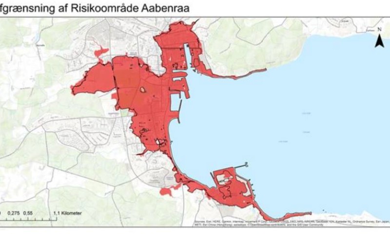 Risikoområde tegnet på kort Risikoområde tegnet på kort